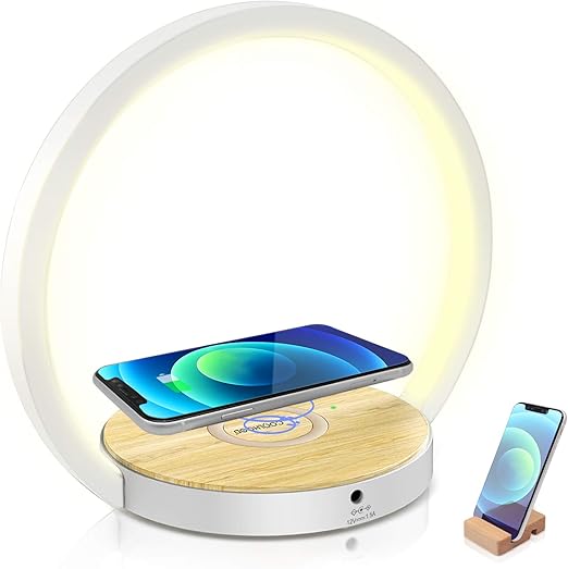 lamparas de mesita de noche coolhood lampara de mesa para el cuidado de los ojos lampara led con 10w funcion de carga inalambrica 3 niveles de