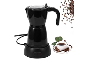 AOZBZ Coffee Pot Electric Espresso Coffe Maker, 300ml 6 Cups Stainless Steel Moka Pot with Overheat Protection and Detachable Base, Portable Italian Moka Maker, 450W, Black