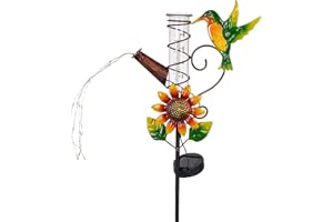 Stargarden Rain Gauge Outdoor-36 Inch Hummingbird Solar Rain Gauge with 6” Glass Tube for Yard Garden Patio Lawn