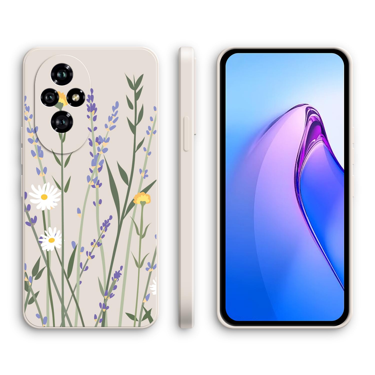 XINYEXIN Silicone Case for Honor 200 Pro 5G with Cute Pattern Slip Resistant Slim Fit Shockproof Protective Phone Case Cover - Lavender, White