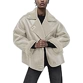 chouyatou Women's Winter Sherpa Lined Faux Leather Jacket Casual Motorcycle Oversized Leather Jacket