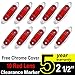TMH 10 Pcs Mini Side Led Marker ( QR Model ) RED Light with Chrome Bezel , Universal LED Clearance Markers for Truck Trailer Boat ATV Marine Marker lights, side marker lights