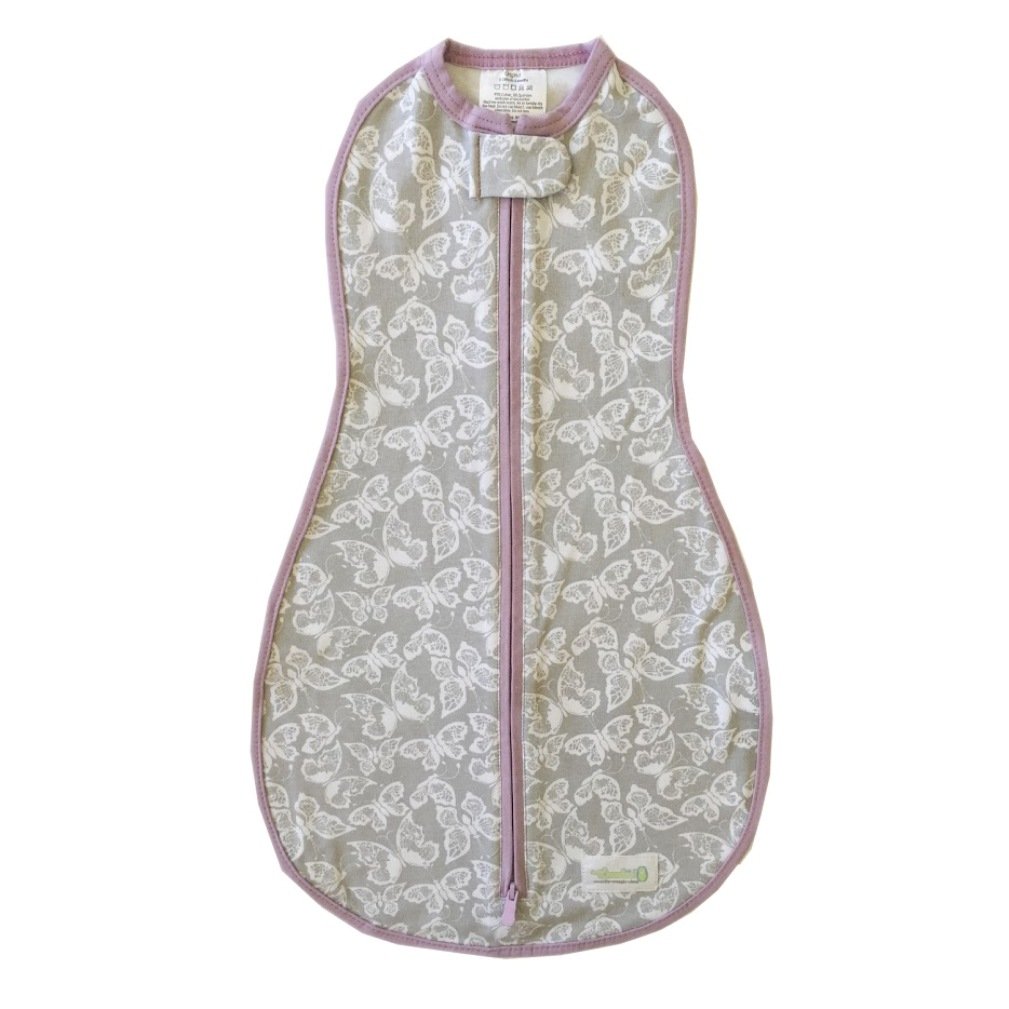 Woombie Original Baby Cocoon Swaddle-Big Baby 3-6 Months-Grey Butterflies