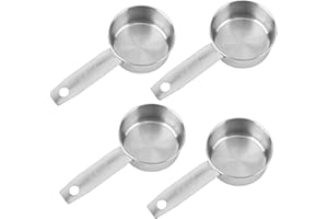 4pcs 1/4 Measuring Cup Scoops, 60ml Stainless Steel Metal Measuring Cups with Inner Scale for Kitchen Liquid & Dry Ingredient