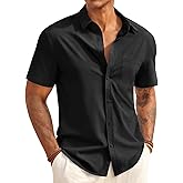 Runcati Mens Button Down Shirts Short Sleeve Casual Dress Shirt Summer Untucked Shirts with Pocket
