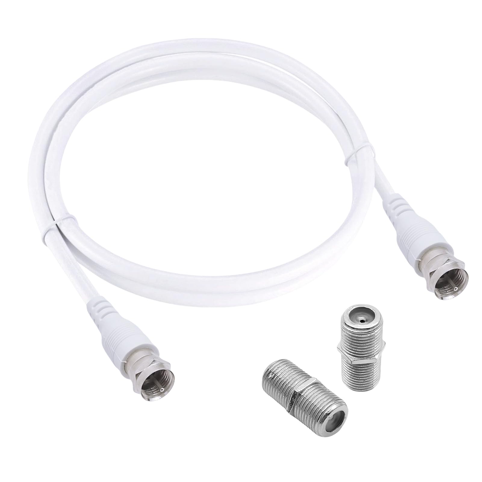 1.2m RG6 TV Coaxial Cable Connectors Set,F Male to F Male,Aerial TV Cable Extension with Compression Connectors,75 Ohm Coax for Sky,Freesat,Virgin Media,Broadband,Satellite,High-Speed Digital Router