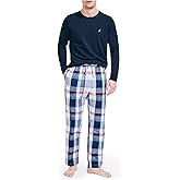Nautica mens Soft Woven 100% Cotton Elastic Waistband Sleep Pajama Pant