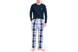 Nautica mens Soft Woven 100% Cotton Elastic Waistband Sleep Pajama Pant