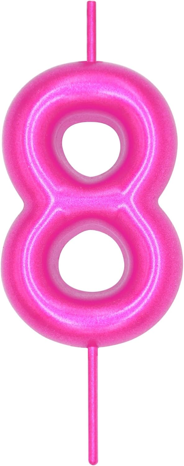 Candles & Holders - DERVENTA Birthday Candles Numbers Pink 2.36 inch Party Cake Topper 1 Piece (Number 8 Pink)