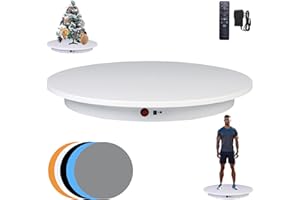 JAYEGT Motorized Rotating Display Stand, 350Lbs Load，360 Degree Electric Rotating Potography Turntable for Products Display，Live Show， Remote Control +5 Colors Backgrounds (White/23.6Inch/Wired)