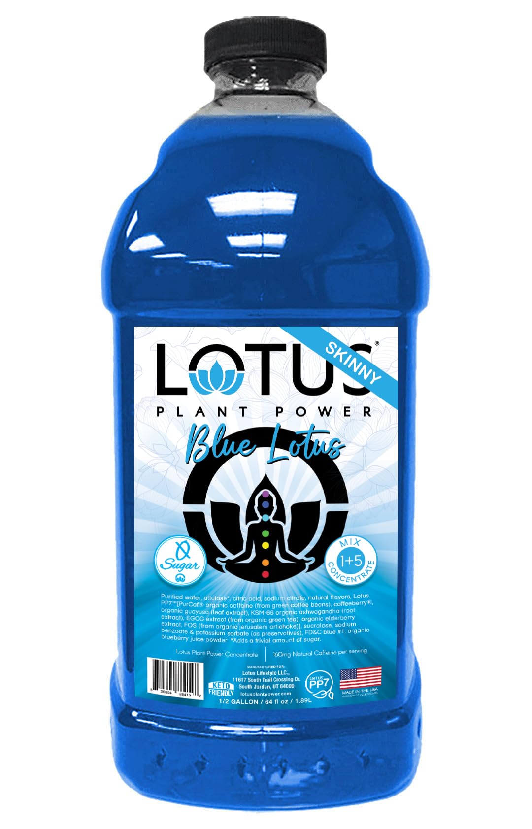 Photo 1 of Skinny Blue Lotus Plant Energy Drink Concentrate | 64 fl oz | 1:5 | Natural Caffeine from Green Coffee Bean | Zero Sugar