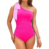 Talisea One Shoulder One Piece Swimsuits - Women Tummy Control Bathing Suit with Tie Knot Swimwear Full Coverage