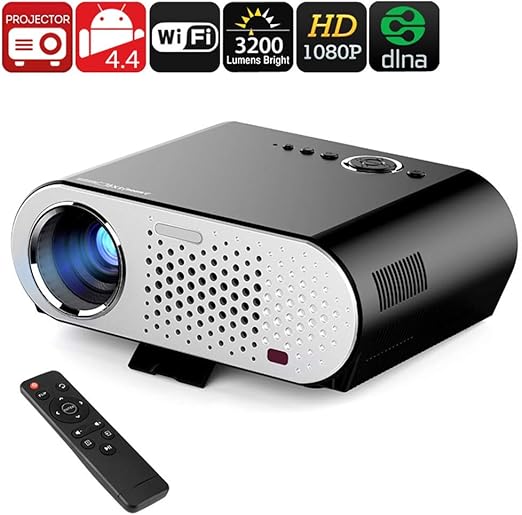 Mengen88 Proyector de vídeo HD, 3200 lúmenes LED portátil WiFi ...