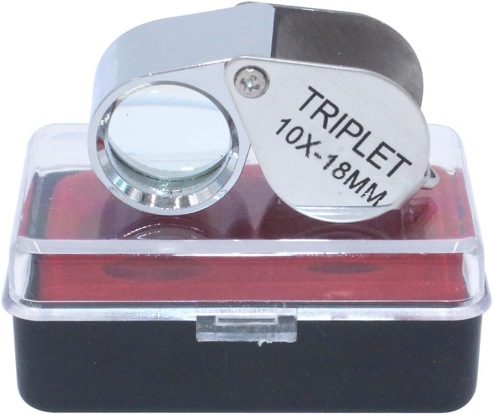 NIUPIKA 10x18MM Magnification Jewelers Eye Loupe Metal Mini Silver Pocket Magnifier Magnifying Glass