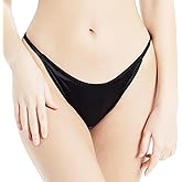 eoisedette Women's Pure Mulberry Silk Underwear Satin Thong G-String Briefs Panties Mid Waist Bikini Shorts