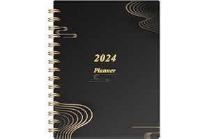 FOTWEN Weekly Monthly Academic Planner 2024-2025 - Weekly Planner Jan 2024- Dec 2024, 12 Month 6‘’X8.3‘’, with Upgrated Thickened Flexible Cover, Twin-Wire Binding, for School, Teacher, Student, Enterprise…