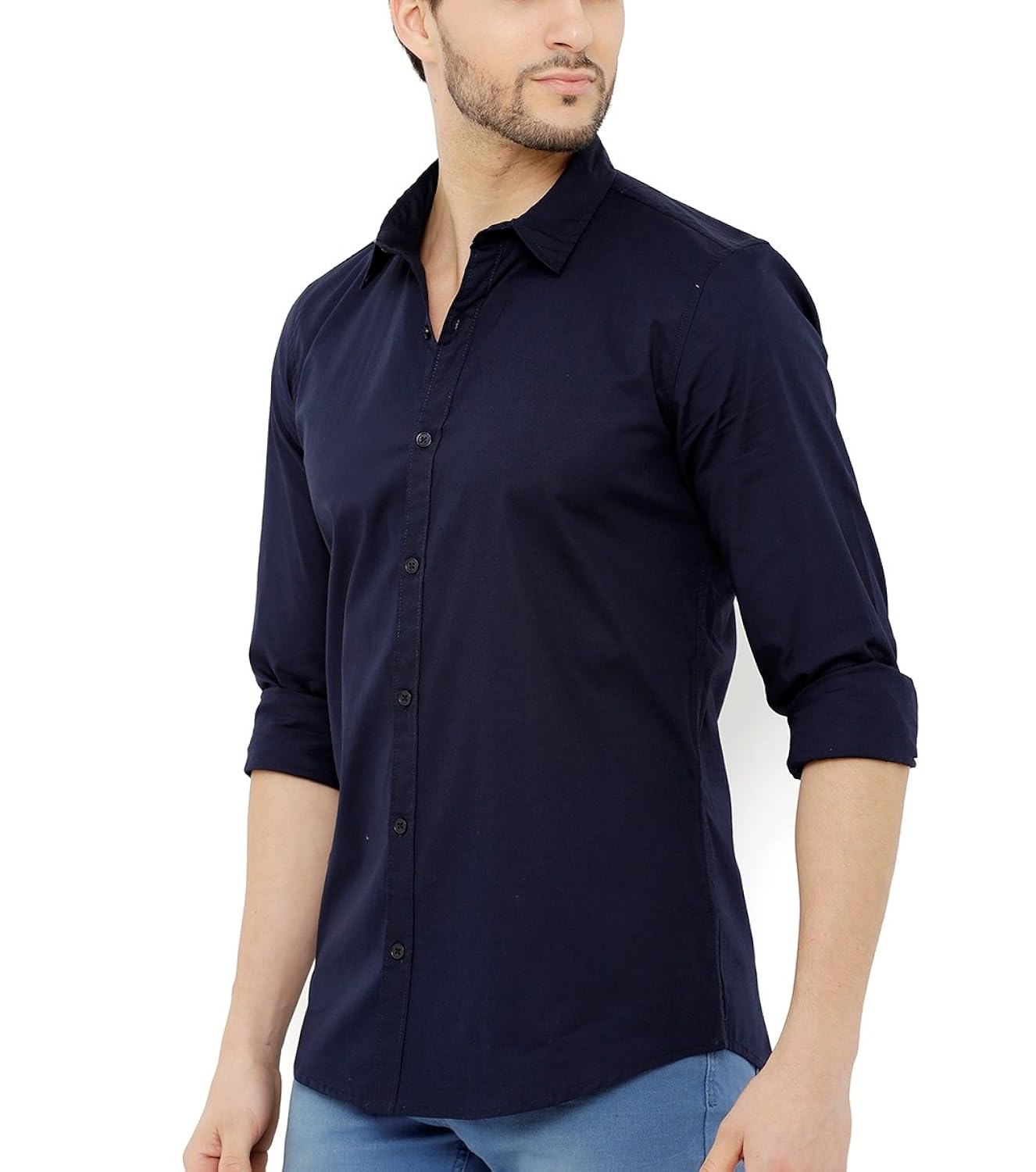 nick&jess mens blue semi formal classic cotton shirt