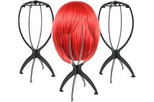 AIAIZHQH 3 Pack Wig Stand Holder, Portable Collapsible Wig Holder for Multiple Wigs, Durable Wig Stands for Women Drying Travel Wig Holder Stand Wigs Display Stand Tool (Black)