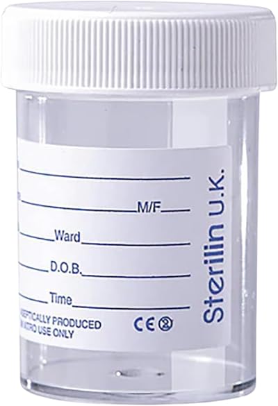 The Labsales Company 10x Sterilin Urine Specimen Pots 60ml with Lid Labels