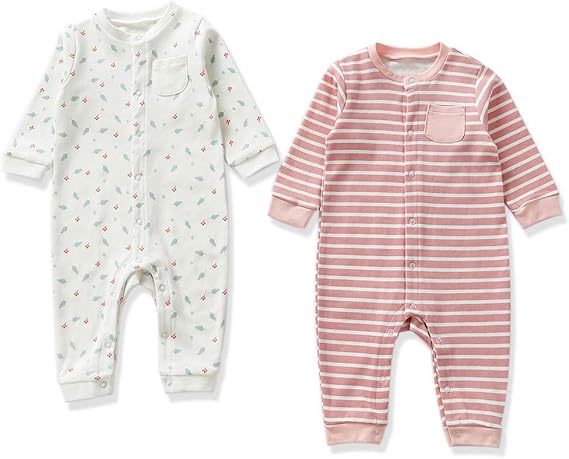 Amazon Co Jp Baby Nest ベビー服 長袖 カバーオール ロンパース パジャマ 赤ちゃん 新生児 女の子 北欧風 ルームウェア 可愛い 綿100 柔らかい 2枚セット 服 ファッション小物