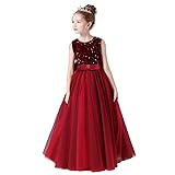 TTYAOVO Girl Flower Sequins Pageant Dress Backless