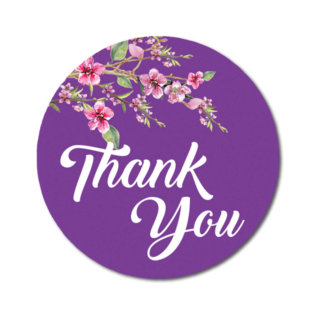 Darling Souvenir Round Blossom Thank You Purple Stickers 1.6 inches Envelope Seals-45 Pcs