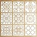 9 Pack Mandala Floor Painting Stencils Set(6x6 inch) Reusable Stencils Laser Cut Painting Template for Wall Tile Wood Furniture Fabric