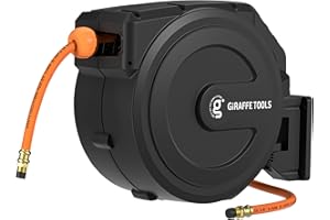 Giraffe Tools Retractable Air-Hose-Reel with 3/8 in. x 50 Ft Hybrid Air HoseWall Mounted 300PSI Heavy Duty-Reel by Giraffe