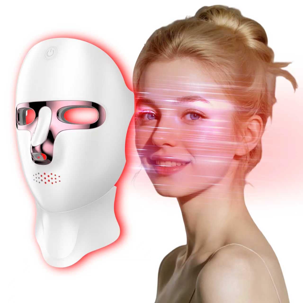 Photo 1 of Yahi Red Light Therapy Mask for Face, Cordless 7-in-1 Red Light Mask with 850nm NIR LED Face Mask Light Therapy for Anti-Acne & Anti-Aging, USB-C rechargeable for Use at Home Work Travel, White