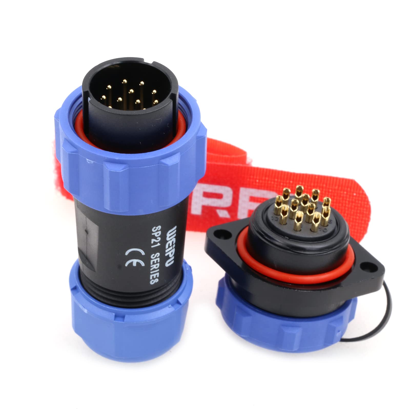 DRRI Industrial Threaded SP2110 Weipu SP21 12Pin Flange Mount Plastic Waterproof IP68 Aviation Circular Plug Socket Connector for Industrial Machinery