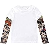 AYIYO Unisex Boys Girls Cotton T-Shirt with Mesh Tattoo Sleeve Top Pullover Clothes