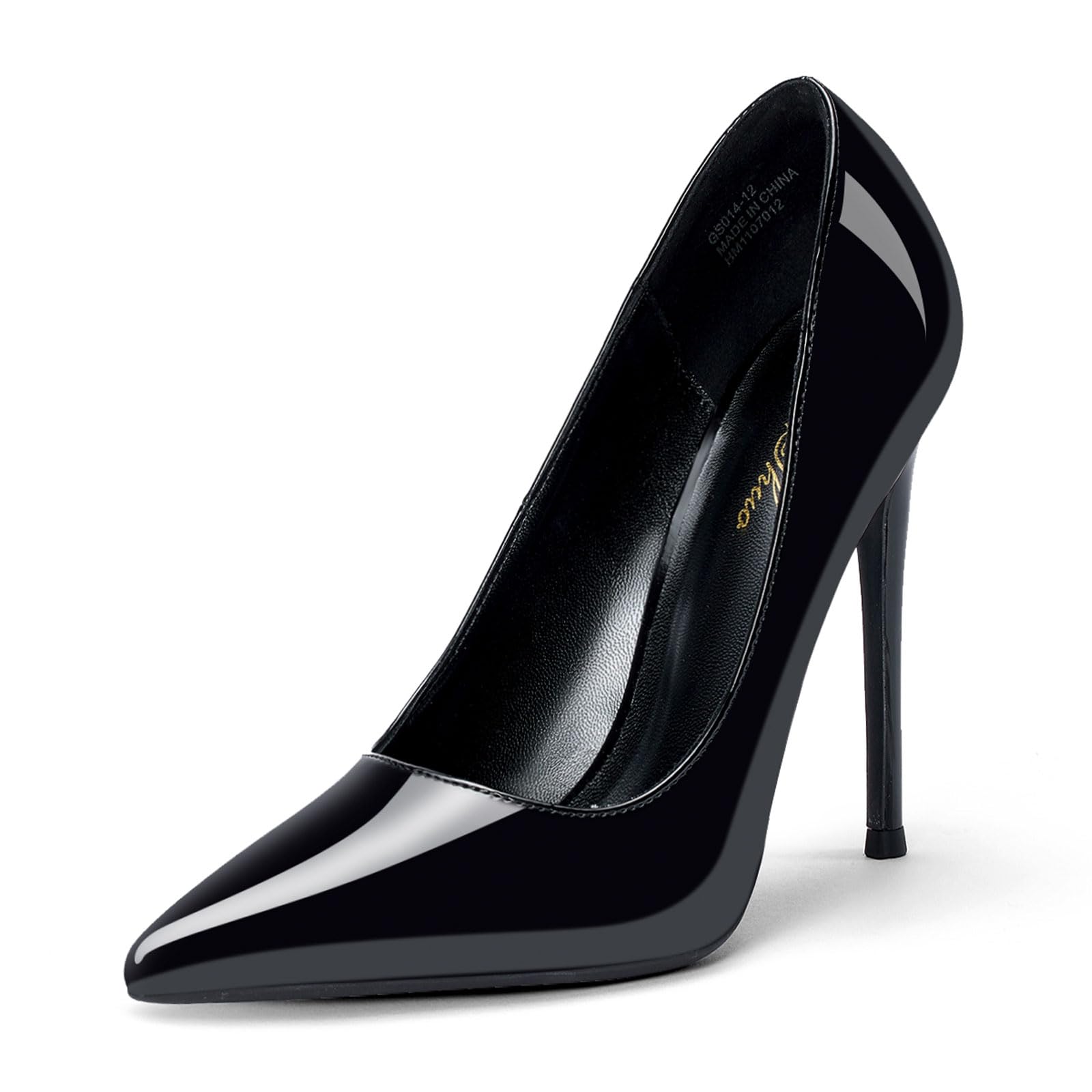 Photo 1 of GENSHUO Women's 4.7 Inch Pumps Pointy Closed Toe Stiletto Sexy High Heels Slip on Porm Party Wedding Dress Shoes All Black Size 9
