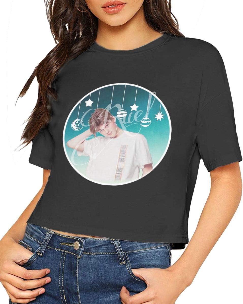 Ruel Shirt for Women in Summer T Short Sleeve Fashion Leisure Tee Black