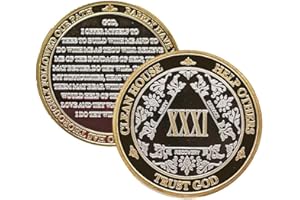MYRECOVERYSTORE Silver & Gold 1-60 Years (31 Year (XXXI)) Alcoholics Anonymous Medallion AA Coin Capsule Included