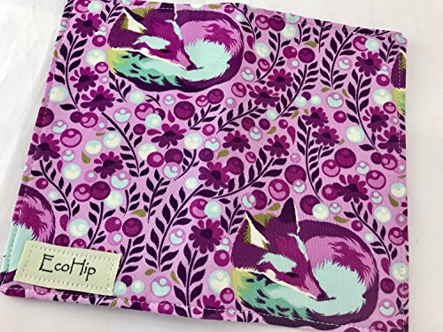 Duplicate Checkbook Cover Register with Pen Holder - Tula Pink Chipper Fox Nap in Raspberry