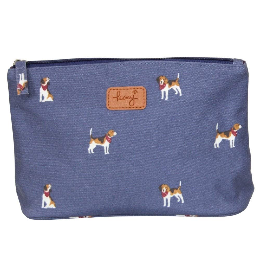 LilyRosa® Blue Beagle Dog Cosmetic Bag Case Denim Make Up Bags Wide Opening