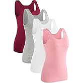 Rosyline 4 Piece Women Tank Tops Basic Sleeveless Undershirt Layering Tanks