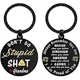 EE&YU Don't Do Stupid Keychain from Love Grandma - Proud Grandson Granddaughter Birthday Graduation Christmas Gag Gifts Stocking Stuffer