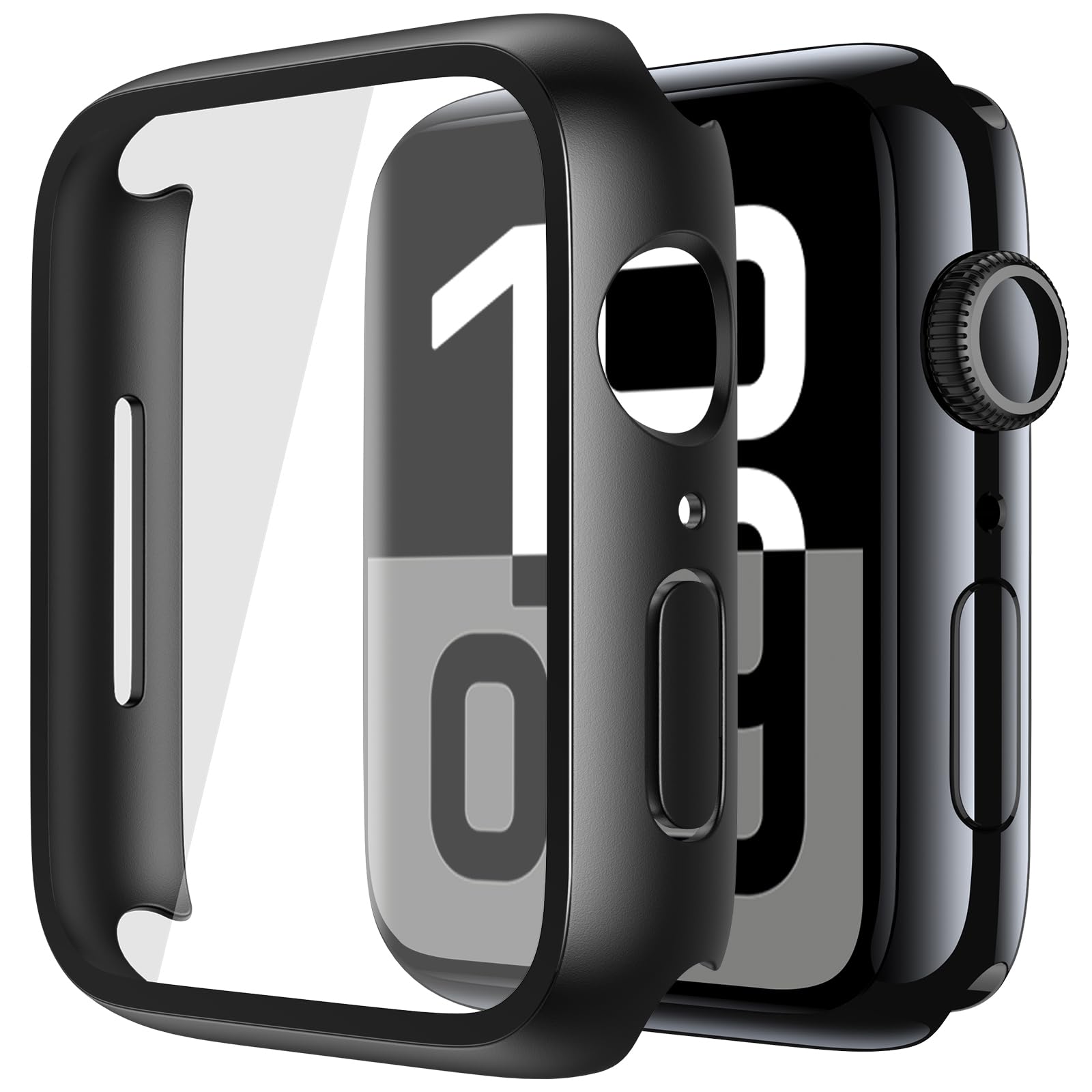 Misxi Pack of 2 Hard PC Protective Cases with Tempered Screen Protector for Apple Watch Series 11 (2025) Series 10 42 mm, Ultra Thin Anti-Fall Scratch-Resistant Cover Protection for iWatch Matte Black