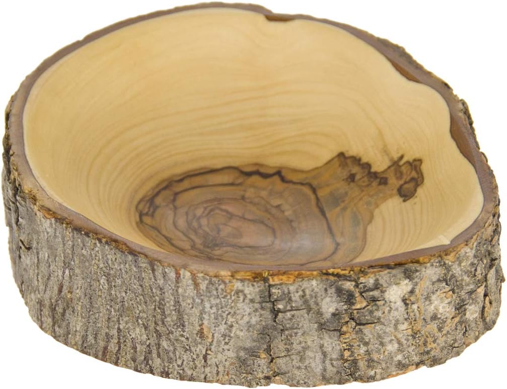 Hand Carved Olive Wood Natural Bark Bowl Round Fair Trade Amazon