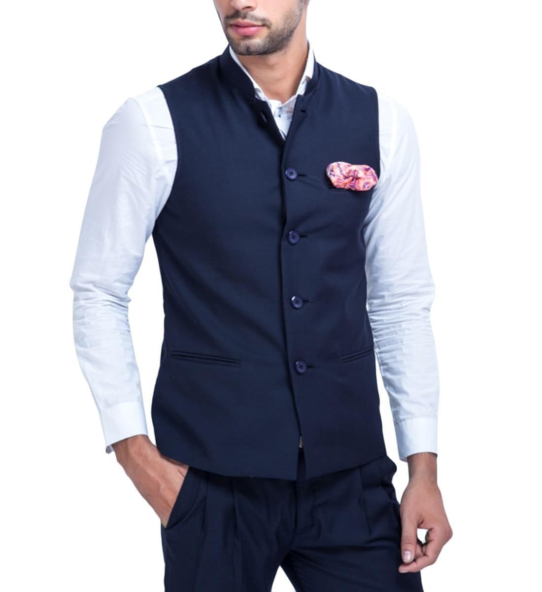 mr button's men's slim fit nehru jacket