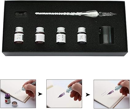 Amazon おしゃれガラスペン ガラスペン 万年筆 文房具 ねじり ペン インク セット ハンドクラフト おしゃれ ギフト 手紙 便箋 イラスト ボックス サインペン ガラスペン 7点セット おしゃれ ギフト ボックス ホワイト 万年筆 文房具 オフィス用品