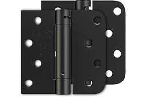 Luxbaro 2 Pack Self Closing Door Hinges 4 Inch, Matte Black Spring Loaded Hinges with Square & 5/8'' Radius Corners, Adjustable Tension for Garage, Front Door, for Left and Right Hand Door, UL Listed