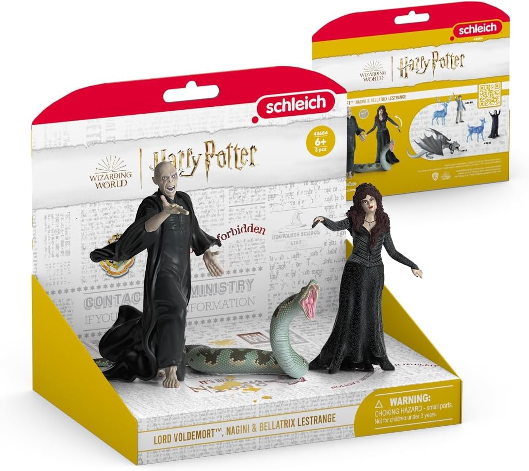 SCHLEICH Harry Potter | Lord Voldemort, Nagini & Bellatrix Lestrange 42684 | 2 bewegliche Figuren & Tierfigur | Sammelfiguren & Geschenk für Kids & Sammler | Spielfiguren ab 6 Jahren | 3-teiliges Set 8