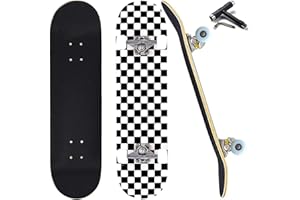 WALKEREN Skateboards for Beginners Adults Teens Youths Kids Boys Girls 31"x8" Standard Complete Skateboard 7 Layer Canadian Maple Double Kick Concave Skate Boards