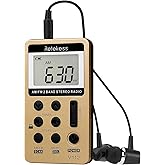 Retekess V112 AM FM Radio Portable, Mini Radio,Digital Tuning Rechargeable Battery LCD Display for Walking Jogging(Gold)