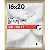Americanflat 16x20 Picture Frame with Polished Plexiglass - Gold Picture Frame - Wide Photo Frames Made of Engineered Wood for Vertical or Horizontal Wall Display - Epic Collection - Gold