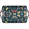 Pimpernel Botanic Garden Harmony Serving Tray with Handles (18.9" x 11.6"), Melamine Tray with Butterfly Print - Durable & Lightweight, Dishwasher Safe - Tea & Snack Serving Tray (Forest Green)