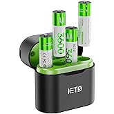IETS Rechargeable aa Batteries Lithium with Fast Charger,1.5V Constant Output,3600mWh High Capacity Li-ion Double a Batteries