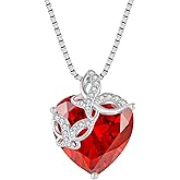 Aprila Women Heart Necklace 925 Sterling Silver Birthstone Butterfly Pendant with Chain 5A Cubic Zirconia Jewelry for Her